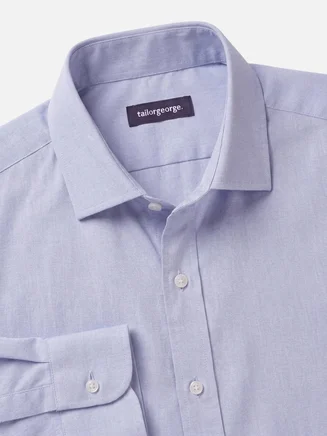 Lavender Blue Micro-Check Poplin Shirt
