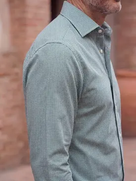 Chemise en twill à carreaux verts