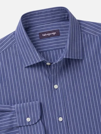Blue Striped Poplin Shirt