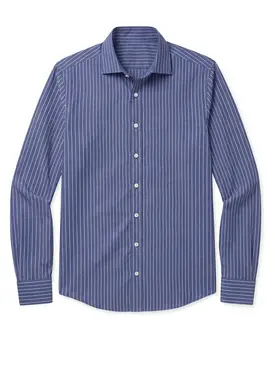 Chemise en popeline à rayures bleues