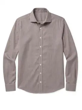 Chemise en twill uni marron