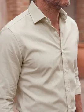 Chemise en twill uni beige