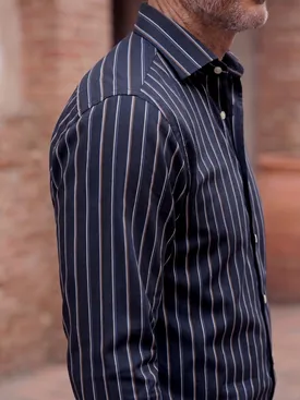 Chemise en popeline à rayures noires